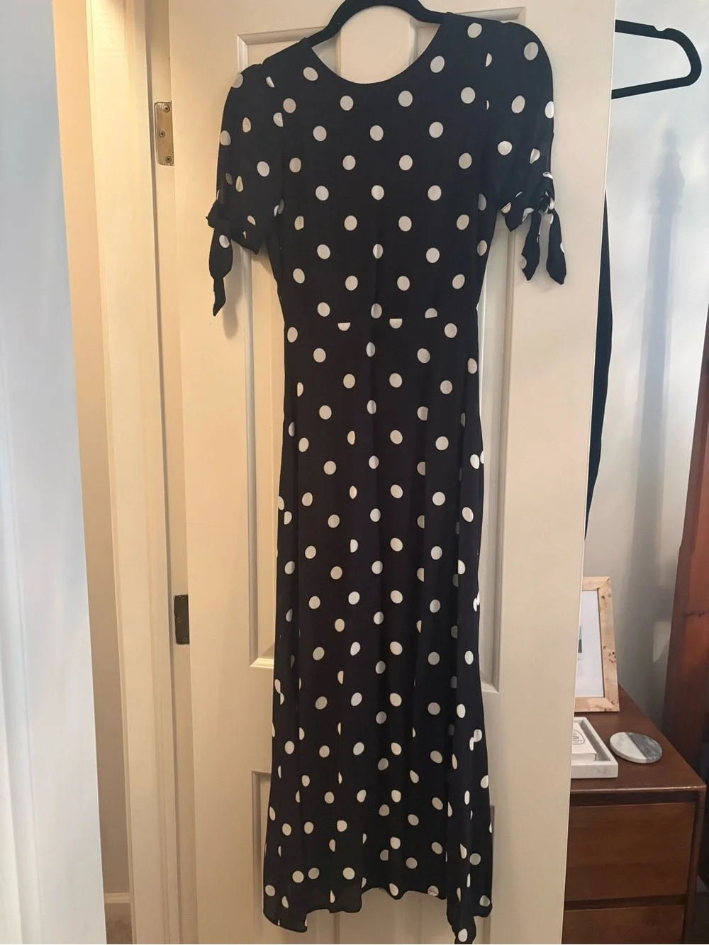 Reformation Black and White Polka Dot Maxi Dress